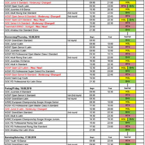 Timetable changed - Junior II
